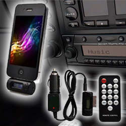FM TRANSMITTER AND REMOTE CONTROL FOR IPHONE & IPODS