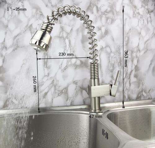 Nickel brushed kitchen pull out spray basin sink faucet taps mixer
