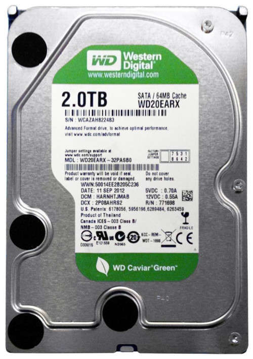WD Green 2 TB Desktop Hard Drive: 3.5 Inch, SATA III, 64 MB Cache SATA-6.0Gbps