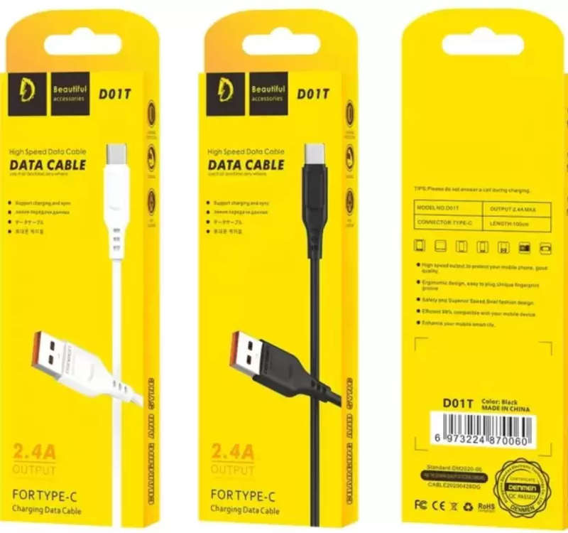 Denmen USB Type C Cable 2 A 1 m D01T Type C usb data cable boost charging