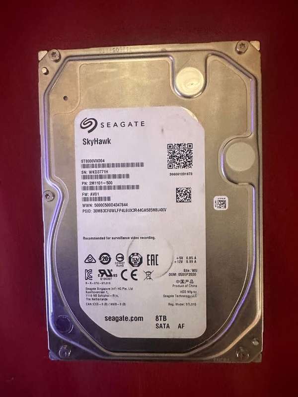 8TB Seagate SkyHawk, 3.5` SATA 6Gb/s, 7200 rpm, 256MB Cache (2 months old)