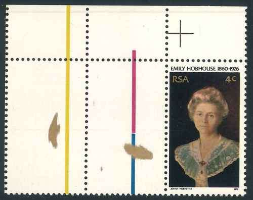 South Africa 1976 "Emily Hobhouse" 4c corner stamp with Ink Blobs Variety (**)