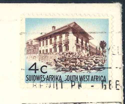 SWA 1972 Cover from Windhoek affixed with 4c stamp with Variety (SACC 217a)