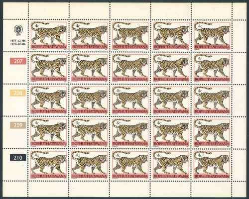 Bophuthatswana 1979 Definitive Reprint Sheet of (25) x 4c "Leopard" stamps (SACC 8a) (**)