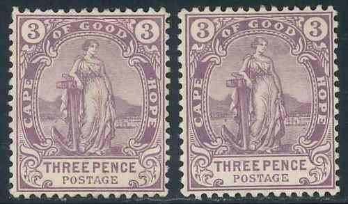 Cape of Good Hope 1902 Queen Victoria 3d stamps (SACC 55) x (2) (*)