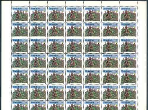 Zimbabwe 1995 "Culture Definitive" Sheet of (84) x 4c stamps (Cylinder 1B) (**)