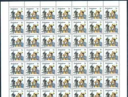 Zimbabwe 1995 "Culture Definitive" Sheet of (84) x 5c stamps (Cylinder 1A) (**)