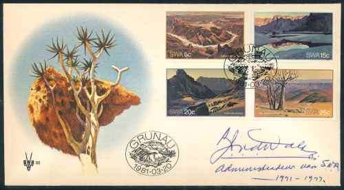 South West Africa 1981 "Fish River Canyon" Signed Official First Day Cover