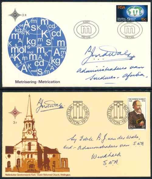 South Africa 1977/78 Signed Official First Day Covers x (2)