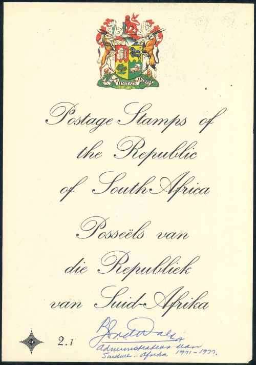 South Africa 1974 Second Definitive Issue Signed Official First Day Folder Number 2.1