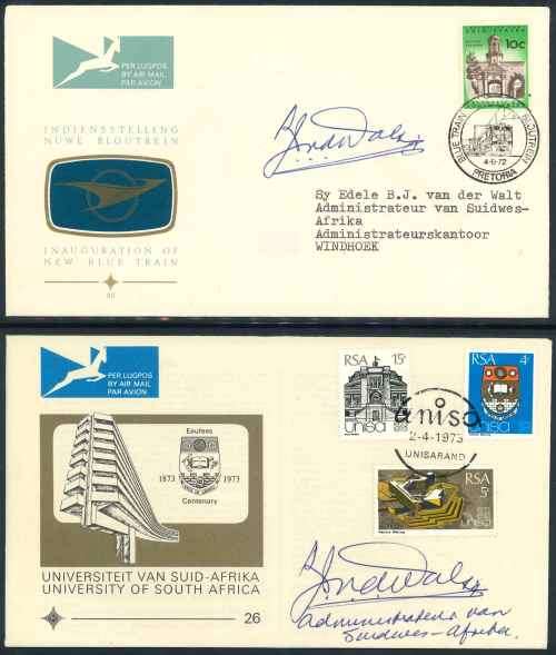 South Africa 1972/73 Signed Official First Day Covers x (2)