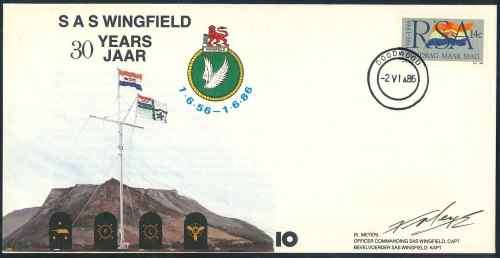 South African Navy 1986 "SAS Wingfield - 30 Years" Signed Official Cover Number 10