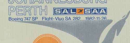 South African Airways 1982 First Flight Cover Number 35 with Variety