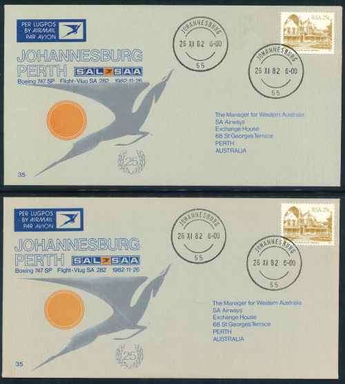South African Airways 1982 First Flight Cover Number 35 with Variety