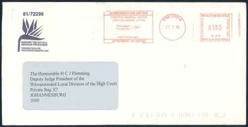 South Africa 1998 Official Ministry of Justice Signed Letter (A.M. Omar) PLUS Original Cover