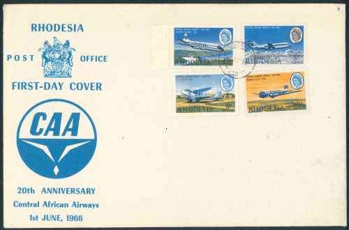 Rhodesia 1966 "Central African Airways Anniversary" illustrated and unaddressed First Day Cover