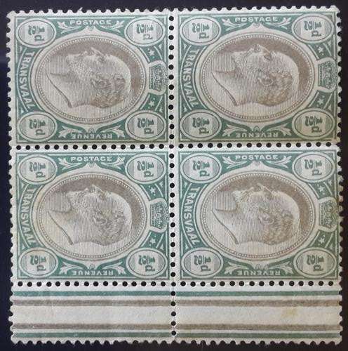 Transvaal 1902 King Edward VII Block of (4) x 1/2d stamps (SACC 250) (*)