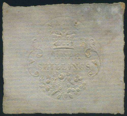 Natal 1868 Embossed Imperforated 3 shilling Revenue stamp