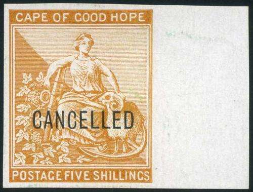 Cape of Good Hope 1880's Queen Victoria Imperforate 5 shilling Plate Proof (**)