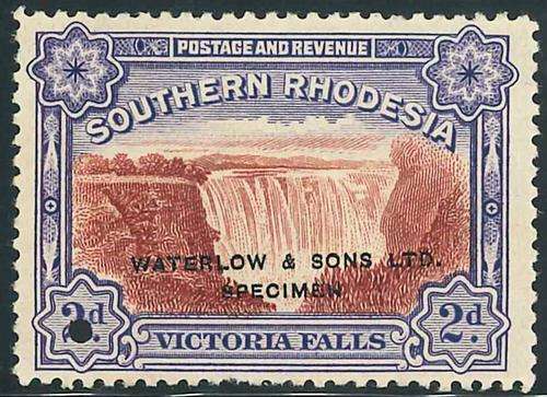 Southern Rhodesia 1932 Scarce "Victoria Falls" 2d Specimen stamp in Unissued colours