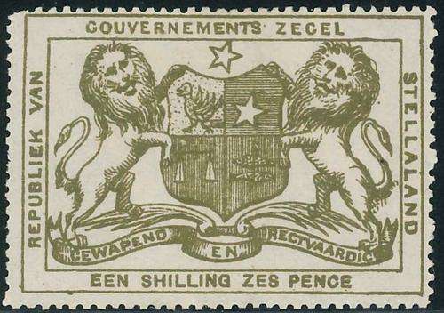 Stellaland (Bechuanaland) 1884 Scarce 1s6d olive-green Revenue stamp (*)