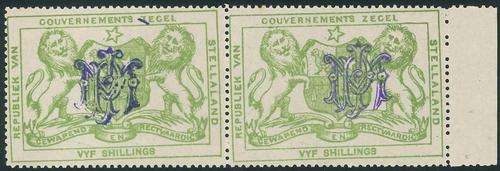 Stellaland (Bechuanaland) 1886 Scarce 5s Revenue pair of stamps with Control Monogram