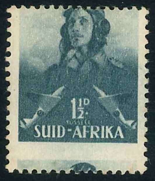 South Africa 1942 War Effort (Large Format) 1 1/2d "Airman" stamp with Variety (*)
