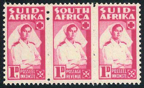 South Africa 1943 Reduced Size War Effort 1d unit with Rouletting and Perforation Holes Variety