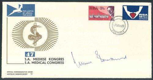 South Africa 1969 "First Heart Transplant" First Day Cover Signed by Chris Barnard