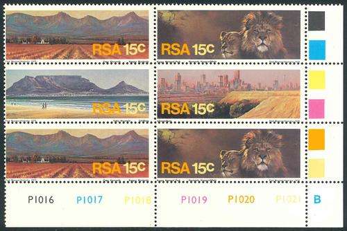 South Africa 1975 "Tourism" Control Block (Cylinder B) with Perforation Variety (**)