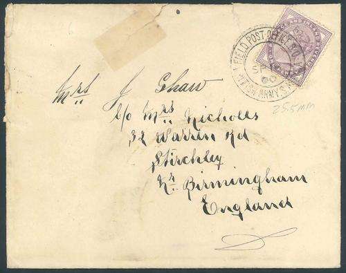 Boer War 1900 Cover from British Army Field Post Office to England