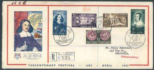 South Africa 1952 "Jan van Riebeeck" Commemorative Covers with different Cover illustrations x (2)