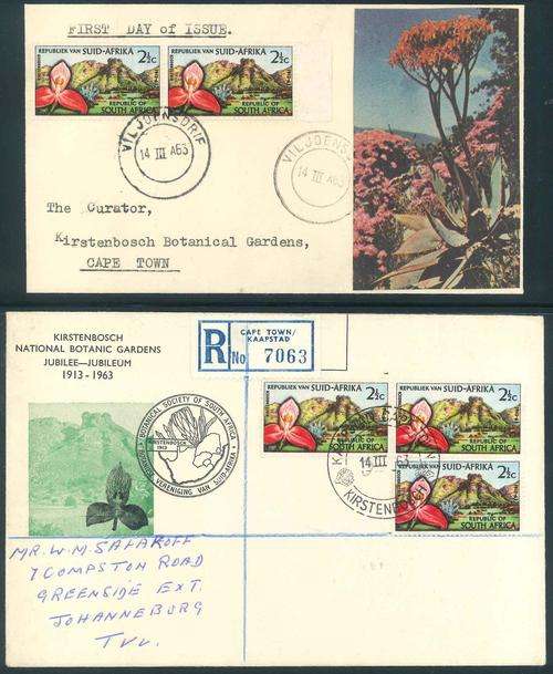 South Africa 1963 "Kirstenbosch Gardens" First Day Covers with different Cover illustrations x (4)
