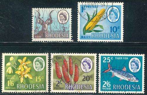 Rhodesia 1967/68 Dual Currency Issue set of (5) x used stamps (SACC 166 - 170)