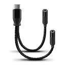 USB C To Dual 3.5mm Adapter, Type C Audio Splitter 2 Headphone Jacks Adapter Cable