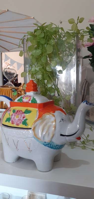 Vintage Elephant Teapot Marked Chinese Porcelain