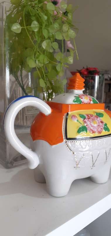 Vintage Elephant Teapot Marked Chinese Porcelain