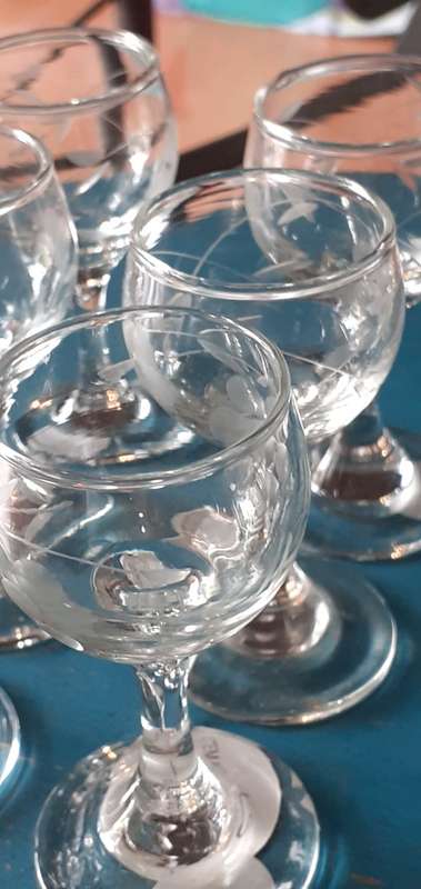 Vintage Sherry glasses x6 Grape design