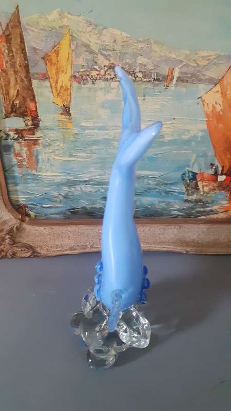 MURANO,Magnificent Light Blue Sculptured Glass Fish