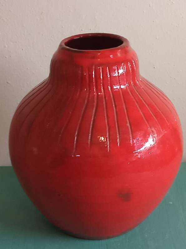 Vintage CERAM KLOTO TOGO RED POTTERY VASE
