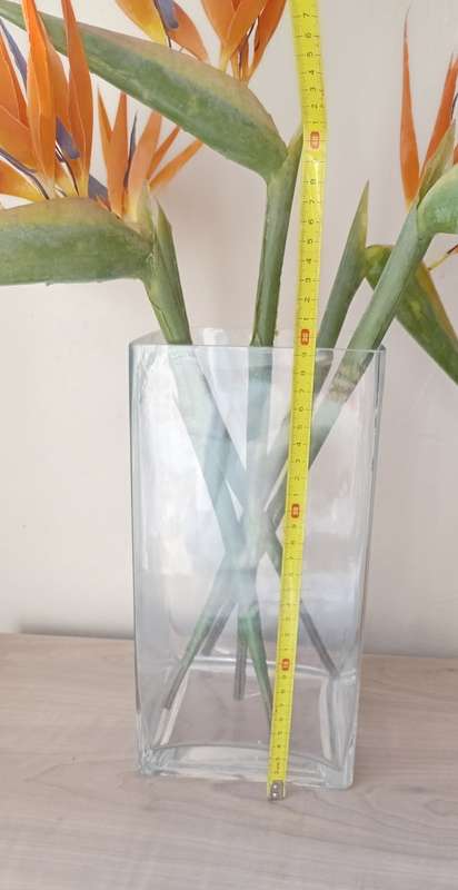 Tall Square Glass Vase 30cm High