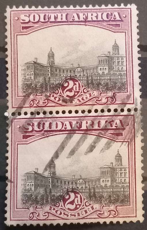 Union of SA-London Pictorials, 2d Grey and light Purple,SACC33c(var)purple line between `F and R` of