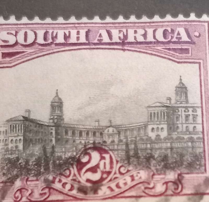 Union of SA-London Pictorials, 2d Grey and light Purple,SACC33c(var)purple line between `F and R` of
