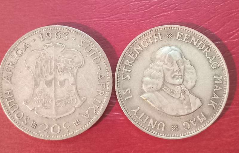 SA 1963 x 2 20c Silver coins