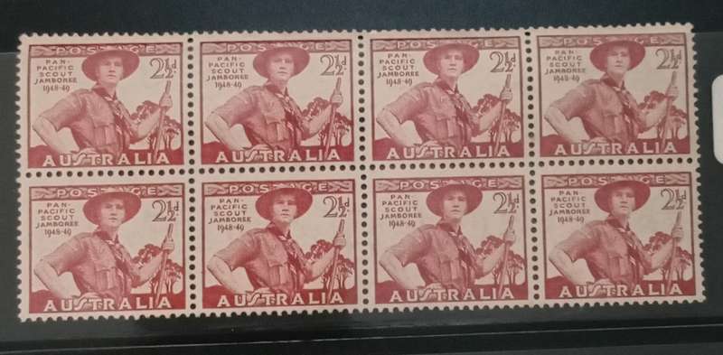 AUSTRALIA - 1948-1949 PAN PACIFIC SCOUT JAMBOREE - 2-1/2d - MNH - Block Of 8