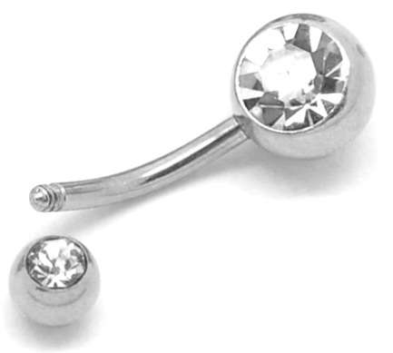 Transparent Rhinestone Belly Button Navel Ring Bar 23x8mm