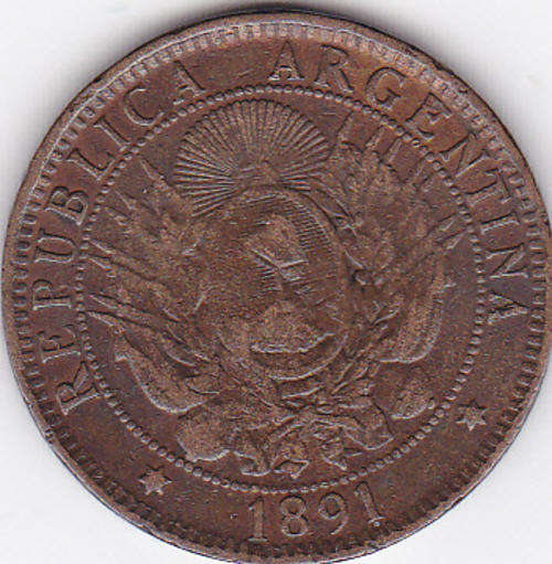 1891 REPUBLICA ARGENTINA -DOS CENTAVOS   - LIBERTAD AS PER SCAN