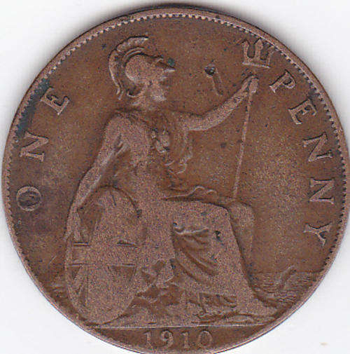 1910 BRITISH 0NE PENNY - EDWARD VII BRITT- AS PER SCAN