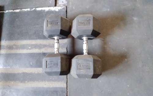 Rubberized 42.5kg Dumbell (Black) (shipping only R30)