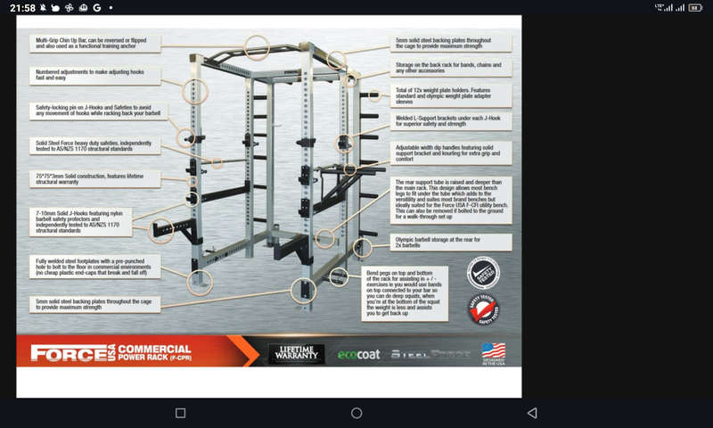 HEAVY DUTY Force USA Commercial Power Rack 455kg Weight Rating with Many Features Accessories, Beast